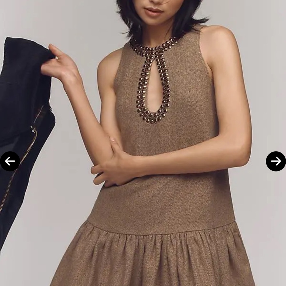 Anthropologie Brown Sleeveless Mini Dress